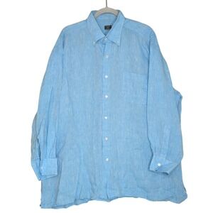 Solemare Maus & Hoffman XXL Blue Linen Button Down Shirt Mens Italian‎ Coastal